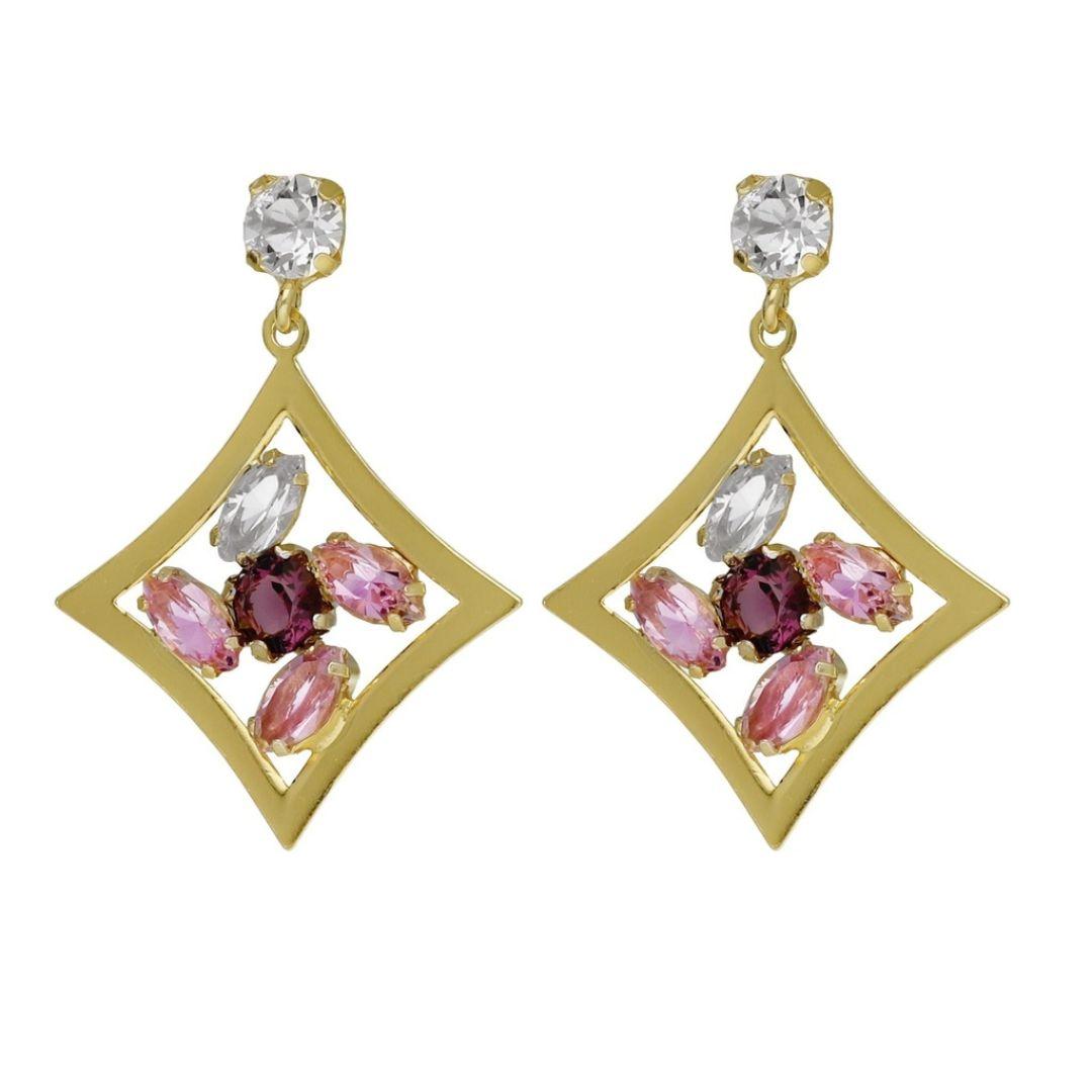 PENDIENTES LARGOS DE CRISTAL EN PLATA DE LEY BAÑADA EN ORO 18KT – PARIS VICTORIA CRUZ