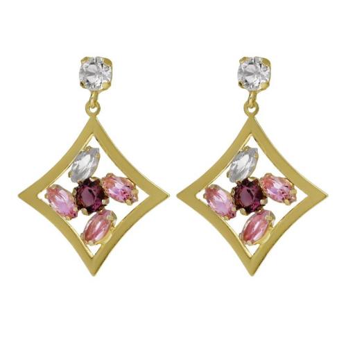 PENDIENTES LARGOS DE CRISTAL EN PLATA DE LEY BAÑADA EN ORO 18KT – PARIS VICTORIA CRUZ