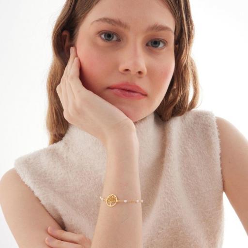 PULSERA ÁRBOL DE LA VIDA SERA CON PERLAS EN PLATA DE LEY BAÑADA EN ORO 18K · VICTORIA CRUZ [1]