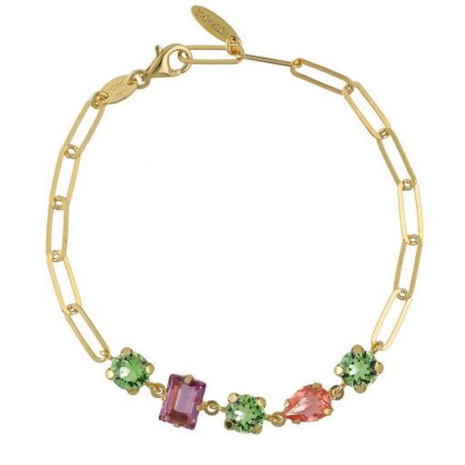 PULSERA BAY DE CRISTAL MULTICOLOR EN PLATA DE LEY BAÑADA EN ORO 18KT · VICTORIA CRUZ