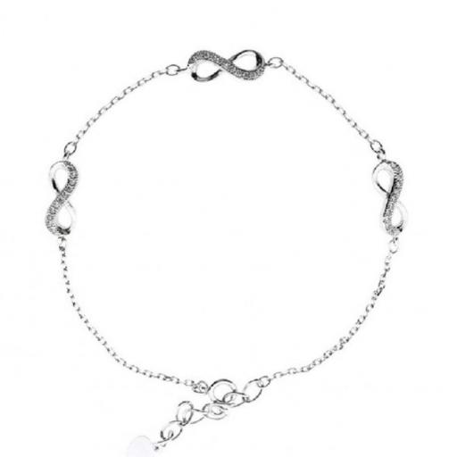 PULSERA INFINITO DE PLATA DE LEY RODIADA CON CIRCONITAS BLANCAS