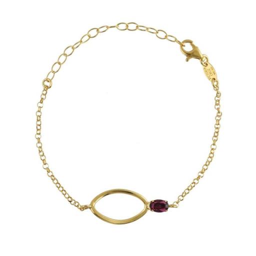 PULSERA PRISME DE PLATA DE LEY BAÑADA EN ORO 18K CON CRISTAL ROSA · VICTORIA CRUZ [0]