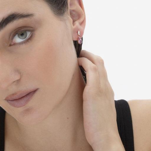 Pendientes Aqua Light Amethyst en Plata bañada en Oro Rosa 18K – Victoria Cruz [1]