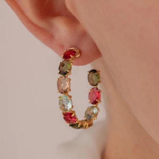 Pendientes Aro Multicolor Plata Chapada en Oro – Elegancia y Color [1]