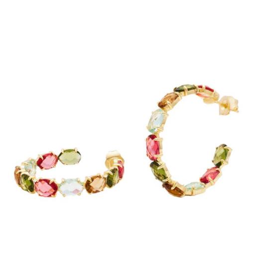 Pendientes Aro Multicolor Plata Chapada en Oro – Elegancia y Color [0]