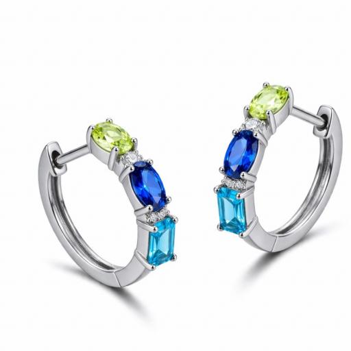 Pendientes Aro Plata con Circonitas Multicolor – Brillo Sofisticado [0]