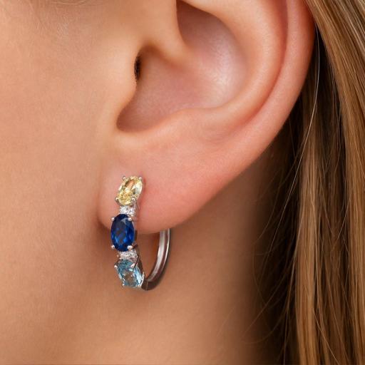Pendientes Aro Plata con Circonitas Multicolor – Brillo Sofisticado [1]