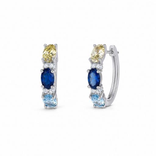 Pendientes Aro Plata con Circonitas Multicolor – Brillo Sofisticado [0]