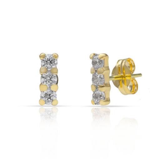 Pendientes Barra Oro 18K con Circonitas – Diseño Minimalista