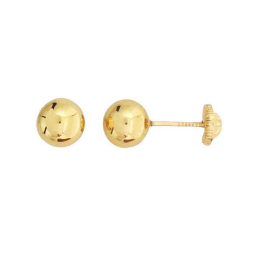 Pendientes de oro 18k bola con rosca