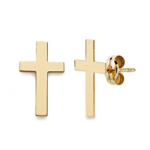 Pendientes cruz de oro 18k