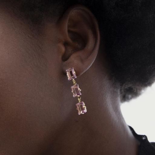 Pendientes Chiara Rectángulo Light Amethyst en Plata bañada en Oro 18K- Victoria Cruz [1]
