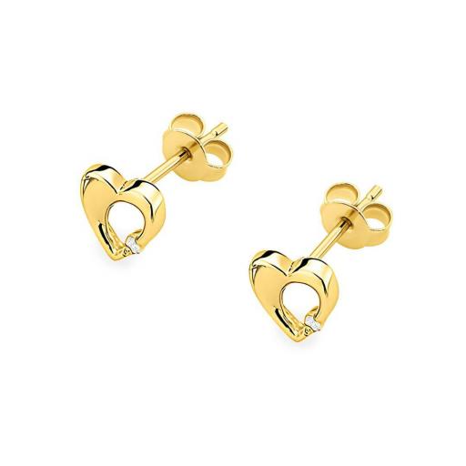 Pendientes Corazón Oro Amarillo 14K con Diamantes [1]