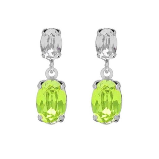 Pendientes Cortos Gemma Oval Cytrus Green en Plata de Ley bañada en Rodio – V Cruz [0]