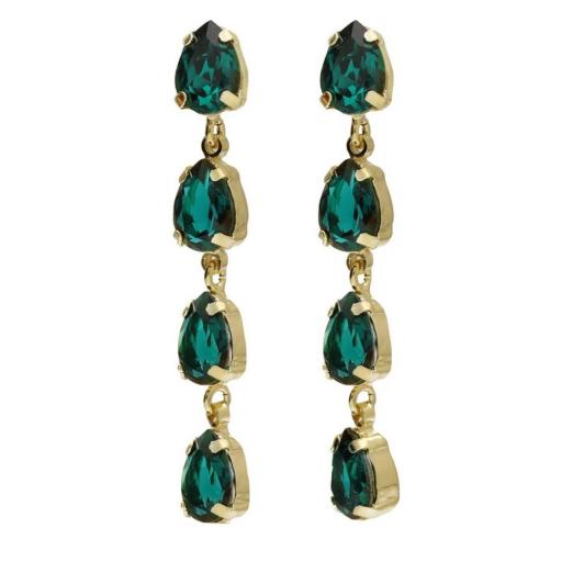 Pendientes Diana Lágrima Green en Plata bañada en Oro 18K – Elegancia Moderna