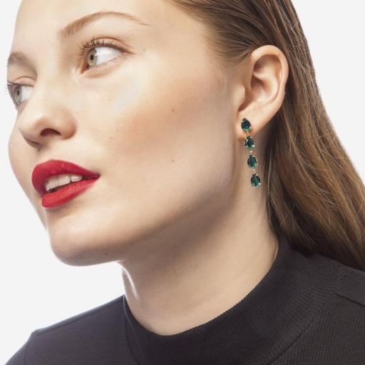 Pendientes Diana Lágrima Green en Plata bañada en Oro 18K – Elegancia Moderna [1]