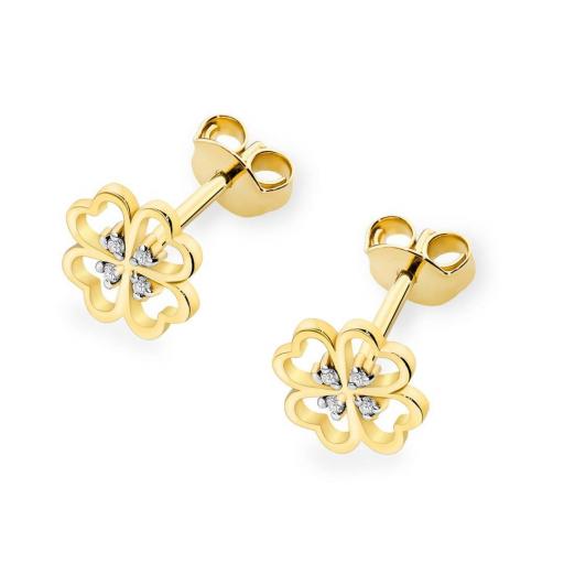 Pendientes Dione Oro 14K Trébol con Diamantes [1]