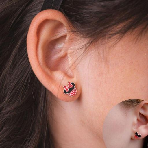 Pendientes Disney Minnie – Plata con esmalte rojo y negro [3]