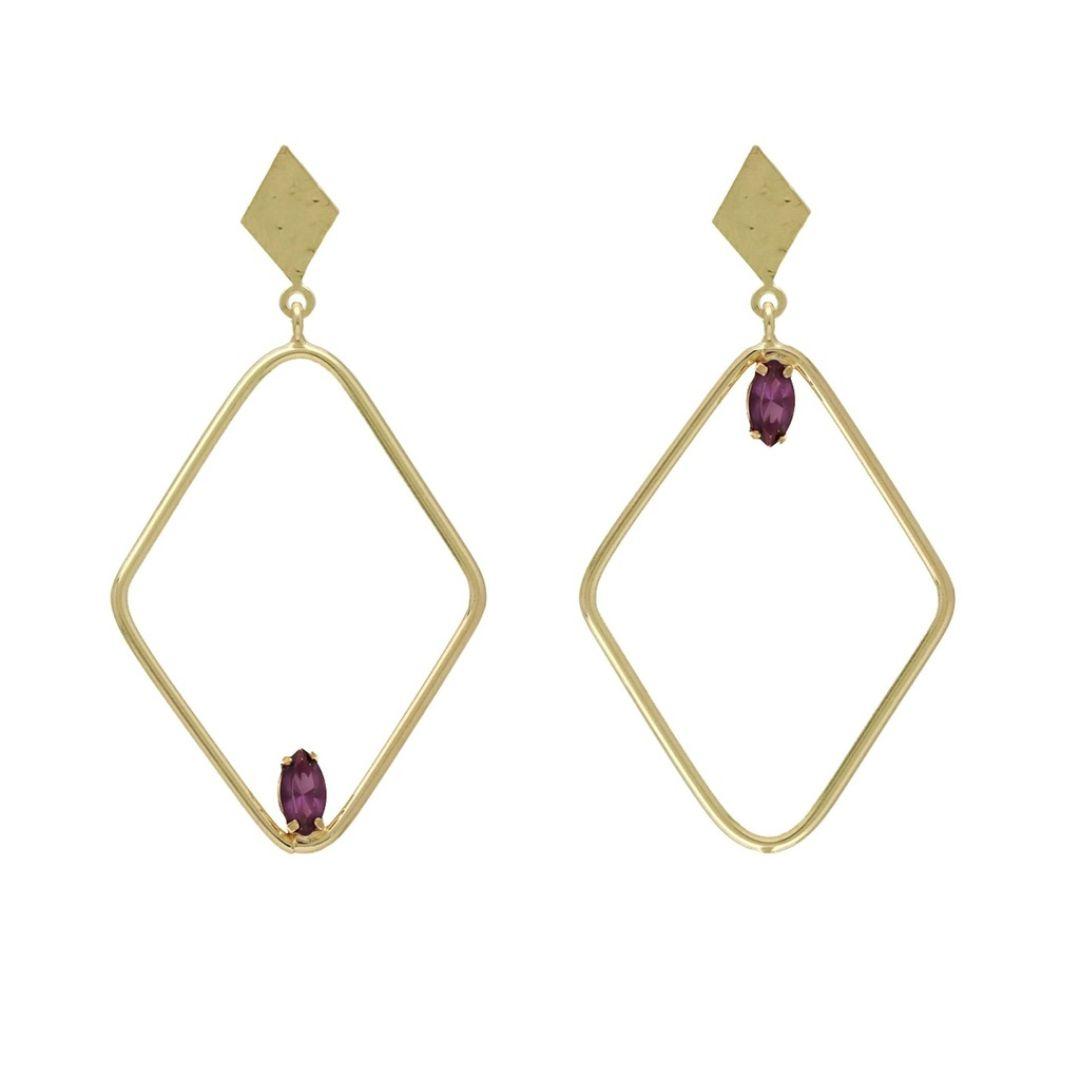 Pendientes Etnia Rombo Purple en Plata bañada en Oro 18K – Victoria Cruz