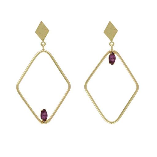 Pendientes Etnia Rombo Purple en Plata bañada en Oro 18K – Victoria Cruz [0]