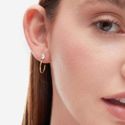 Pendientes Genoveva Oval en Plata de Ley con Cristal Blanco – Aro Elegante - V Cruz [1]