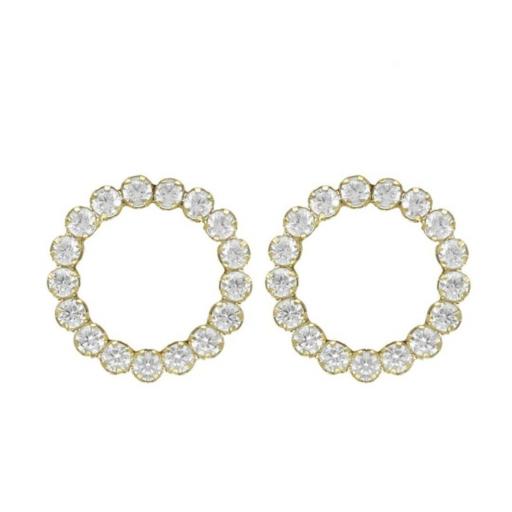 Pendientes Halo Círculo en Plata bañada en Oro – Cristales Riviere - V Cruz [0]