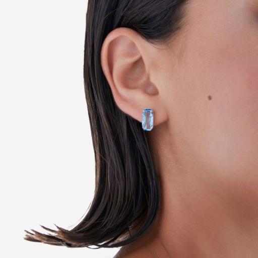 Pendientes Inspire Rectángulo Aguamarina en Plata bañada en Rodio – Elegancia Azul Serena - Victoria Cruz [2]