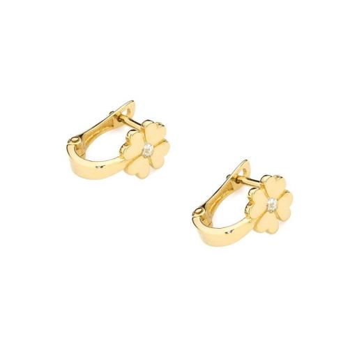 Pendientes Kallira Oro 14K Trébol con Diamantes [1]