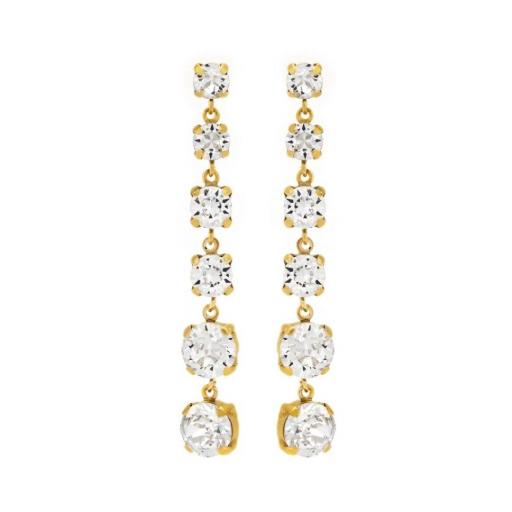 Pendientes Celine Cascade Oro 18K con Cristal Blanco- Victoria Cruz 