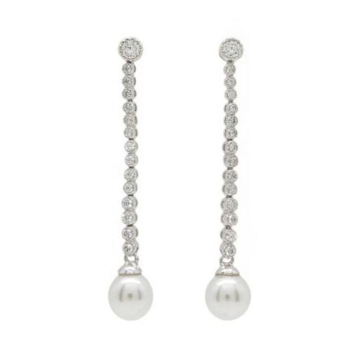 Pendientes Largos con Perla y Circonitas 4.5cm – Elegancia Atemporal [0]
