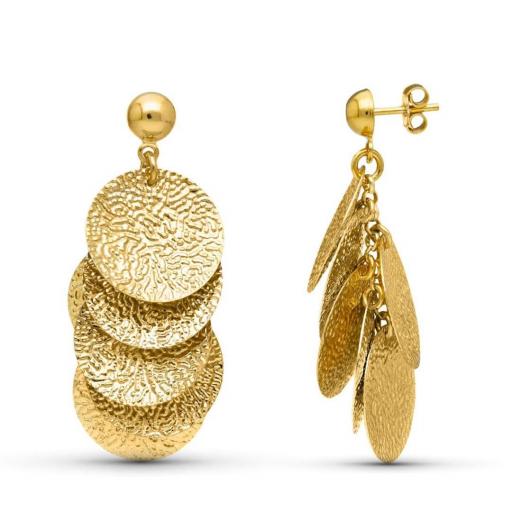 Pendientes Largos en Oro Amarillo 18K · Diseño Minimalista Texturizado