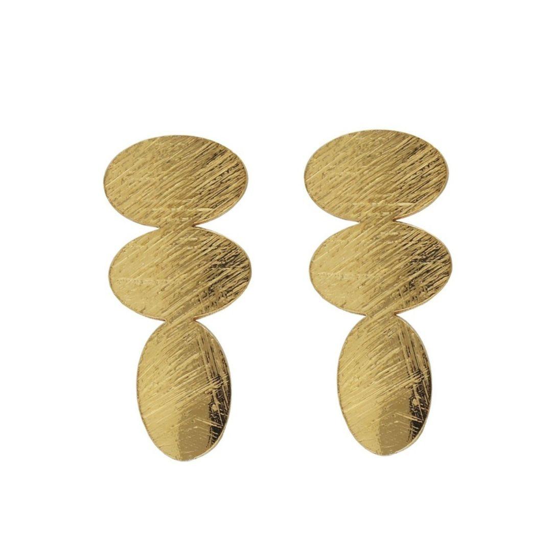 Pendientes Noise Oval Texturizados en Plata de Ley bañada en Oro 18kt – Victoria Cruz