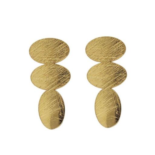 Pendientes Noise Oval Texturizados en Plata de Ley bañada en Oro 18kt – Victoria Cruz