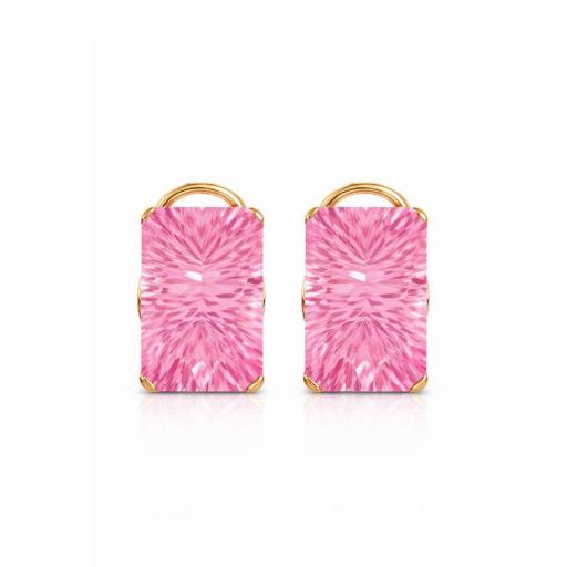 Pendientes Oro 18K con Piedra Rosa de Francia – Encanto Sofisticado [0]