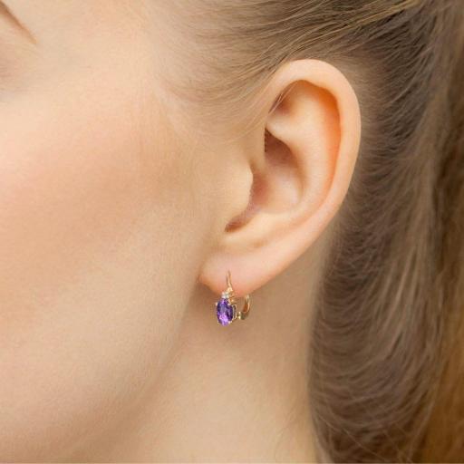 Pendientes Oro Amarillo 14K con Amatista y Diamantes [1]