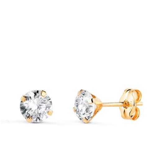 Pendientes Oro Amarillo 18K con Circonita – Brillo Clásico y Elegante