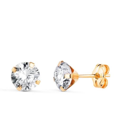 Pendientes Oro Amarillo 18K con Circonita – Brillo Destacado 6 mm