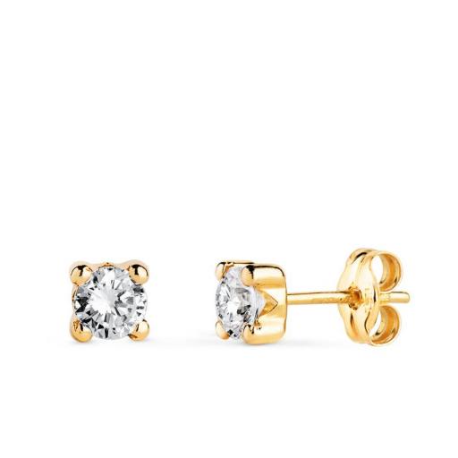 Pendientes Oro Amarillo 9K con Circonita 4 mm – Brillo Diario con Estilo