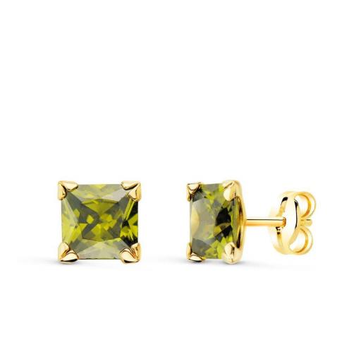 Pendientes Oro Amarillo 9K con Olivina Natural – Color y Elegancia Natural