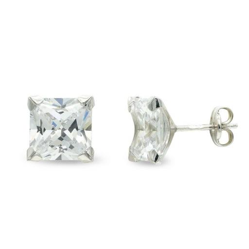 Pendientes Oro Blanco 9K con Circonita 8 mm – Brillo Sofisticado
