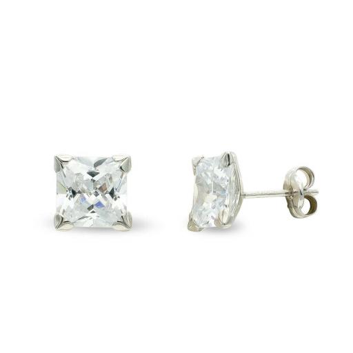 Pendientes Oro Blanco 9K con Circonita de 7 mm – Luz y Sofisticación