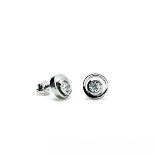 Pendientes Pequeños de Plata en Rodio con Circonita – Elegancia Minimalista [0]