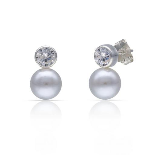 Pendientes Plata de Ley 925 con Perlas y Chatón de Circonitas – Clásicos con Brillo Moderno