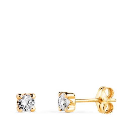Pendientes Punto de Luz en Oro Amarillo 18K con Circonita 