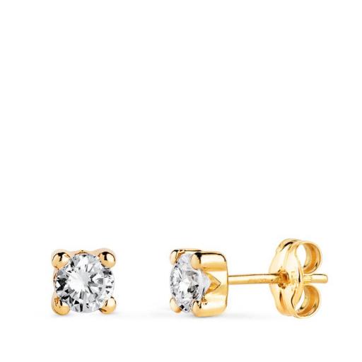 Pendientes Punto de Luz en Oro Amarillo 18K con Circonita  [1]