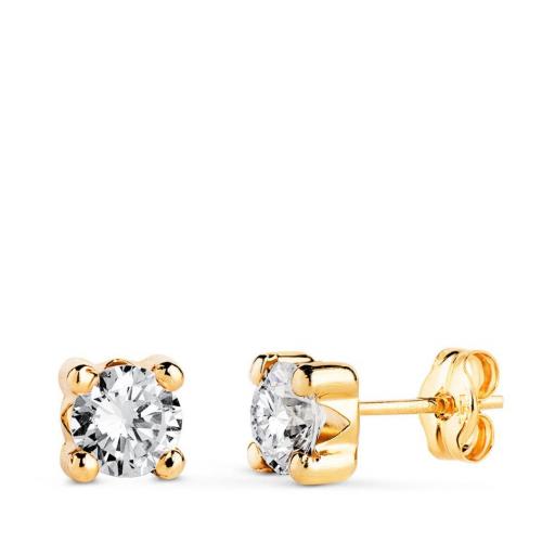 Pendientes Punto de Luz en Oro Amarillo 18K con Circonita  [2]