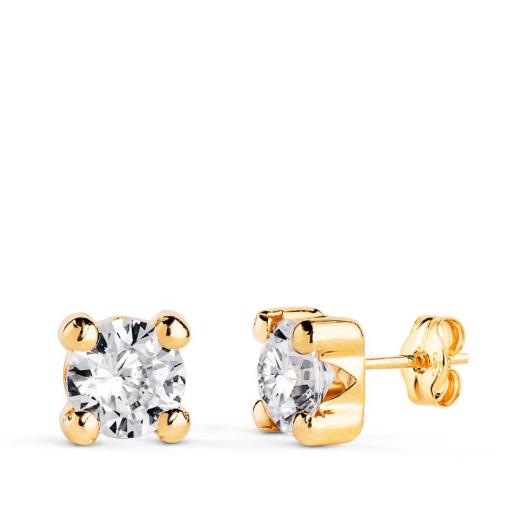 Pendientes Punto de Luz en Oro Amarillo 18K con Circonita  [3]