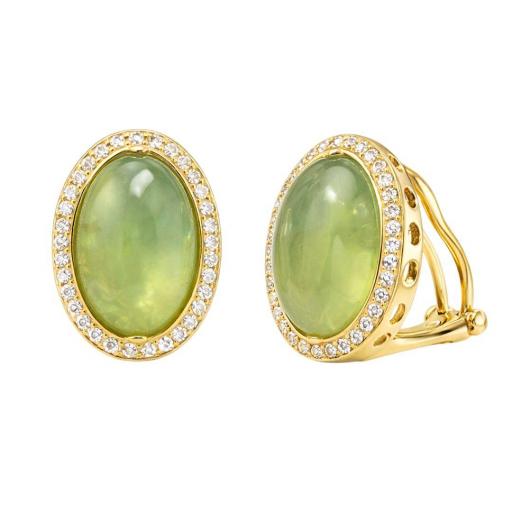 Pendientes Salvatore Plata en plata con baño de oro y mineral verde – cierre omega [0]