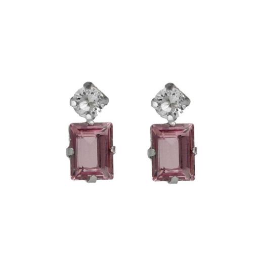 Pendientes Serenity Rectángulo Light Amethyst en Plata de Ley con Baño de Rodio – Elegancia Romántica