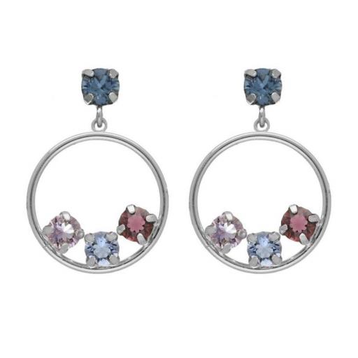 Pendientes Velvet Circle Multicolor en Plata de Ley - Victoria Cruz